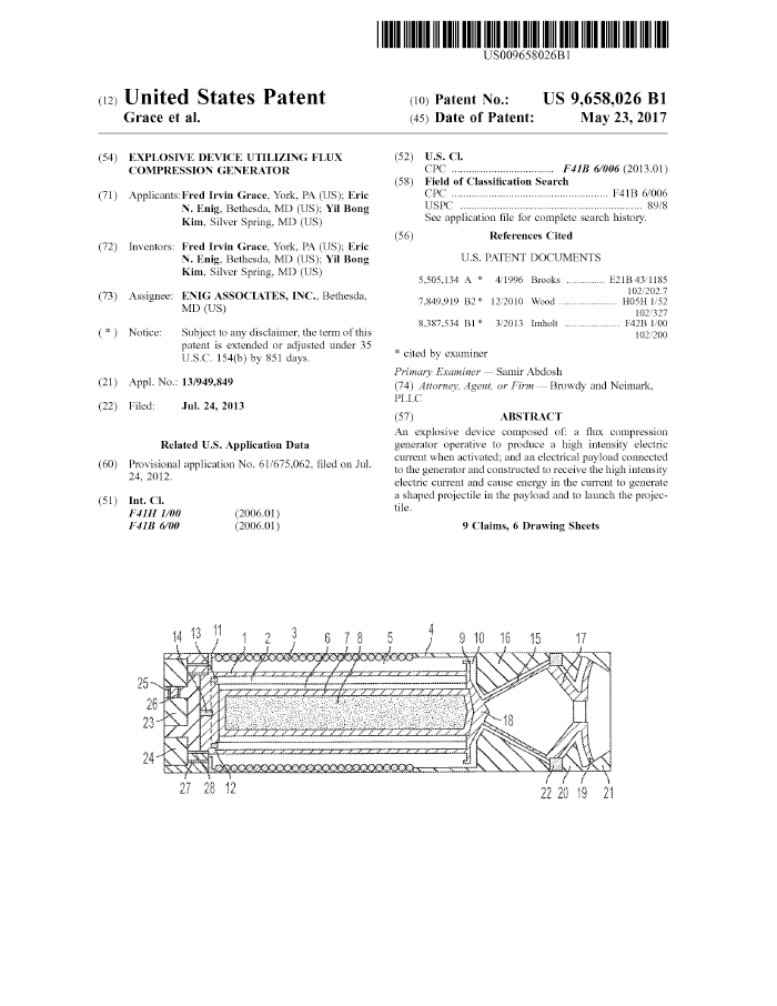 Explosive Device Utilizing Flux Compression Generator (FCG)